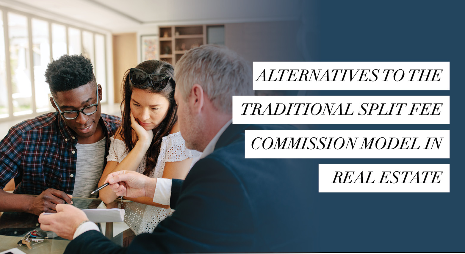 couple going over an agreement with real estate agent